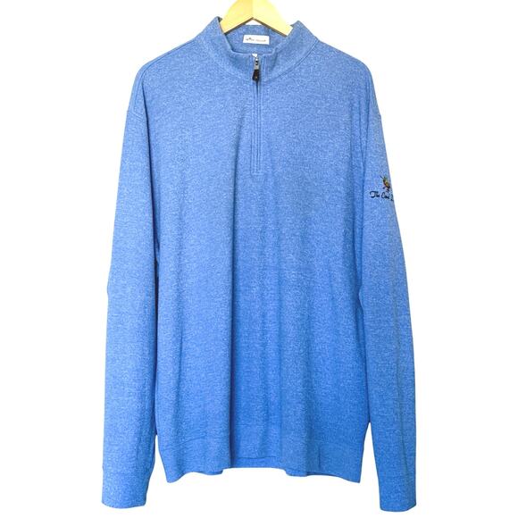 Peter Millar Crown Comfort 1/4 Zip Pullover Mens Sweater XXL Blue Heather Golf - Picture 1 of 9